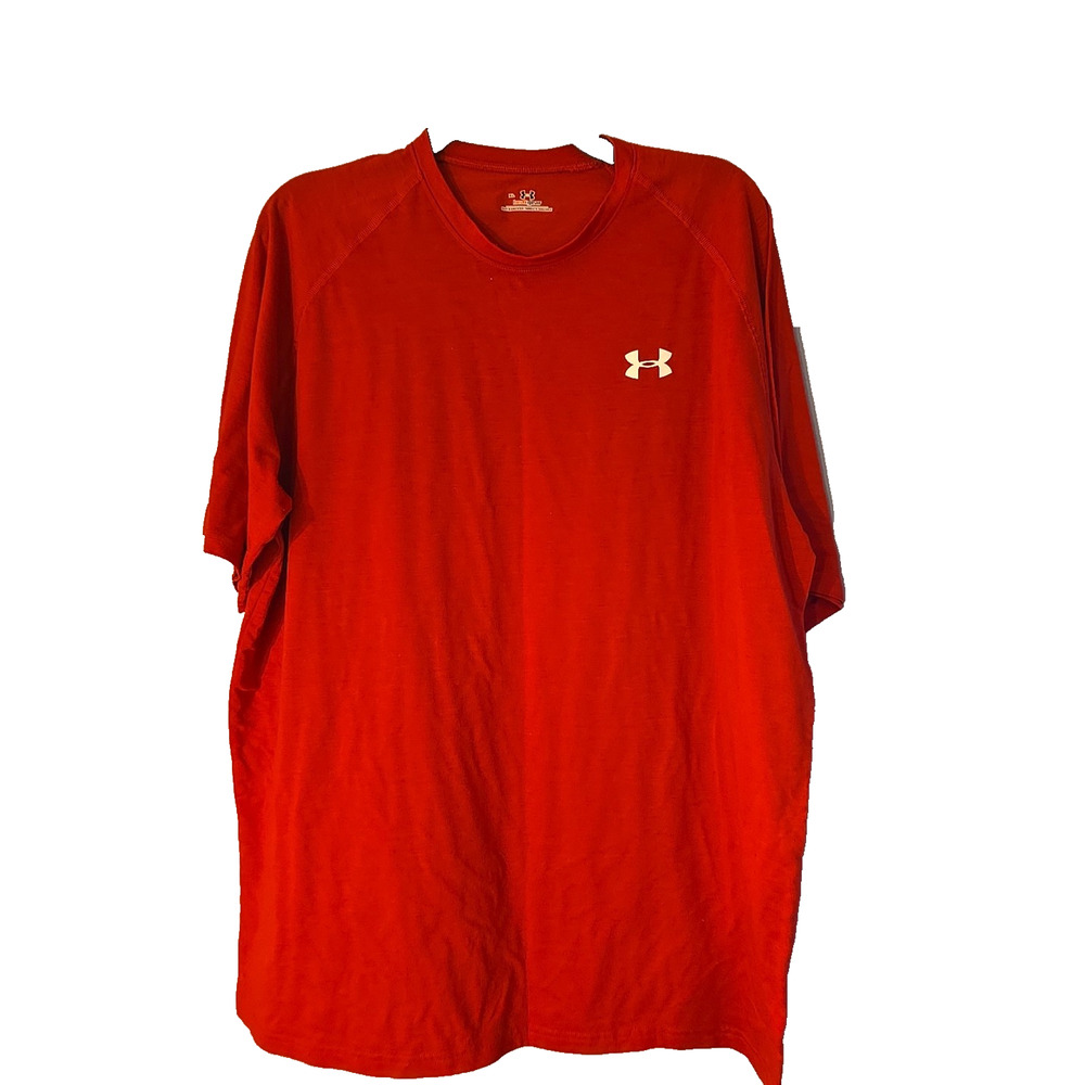 Under Armour Heat Gear Red Crew Neck Performance Short Sleeve Top Men's Size XL